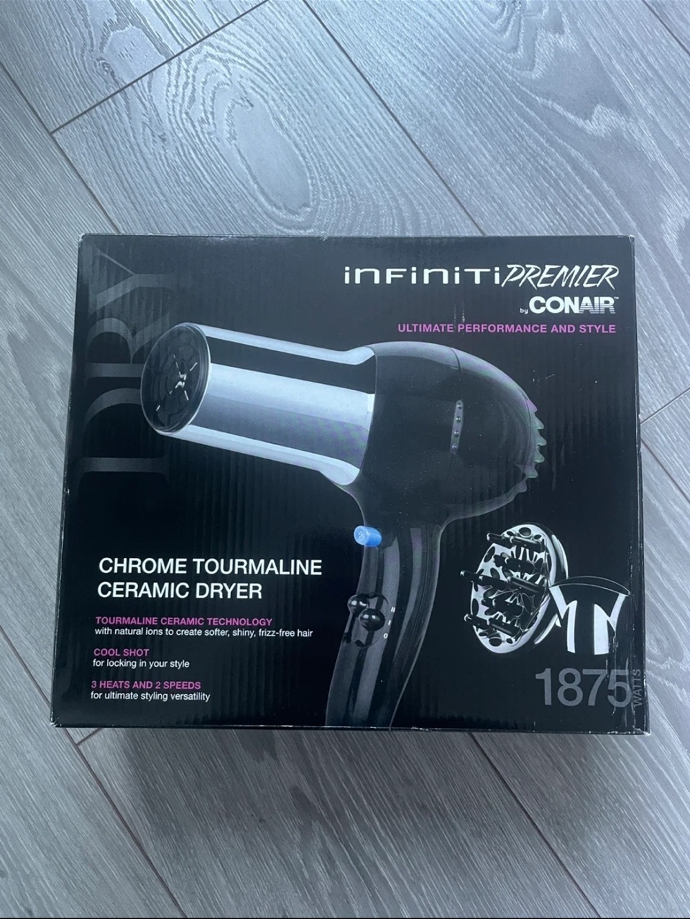 Conair 1875 Watts Chrome Ceramic Ionic Dryer (Black)